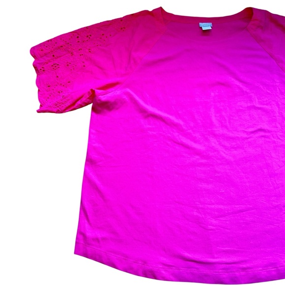 Chico's Woman’s Pink Blouse Top Lace Sleeve Size 3 / XL - Picture 2 of 9